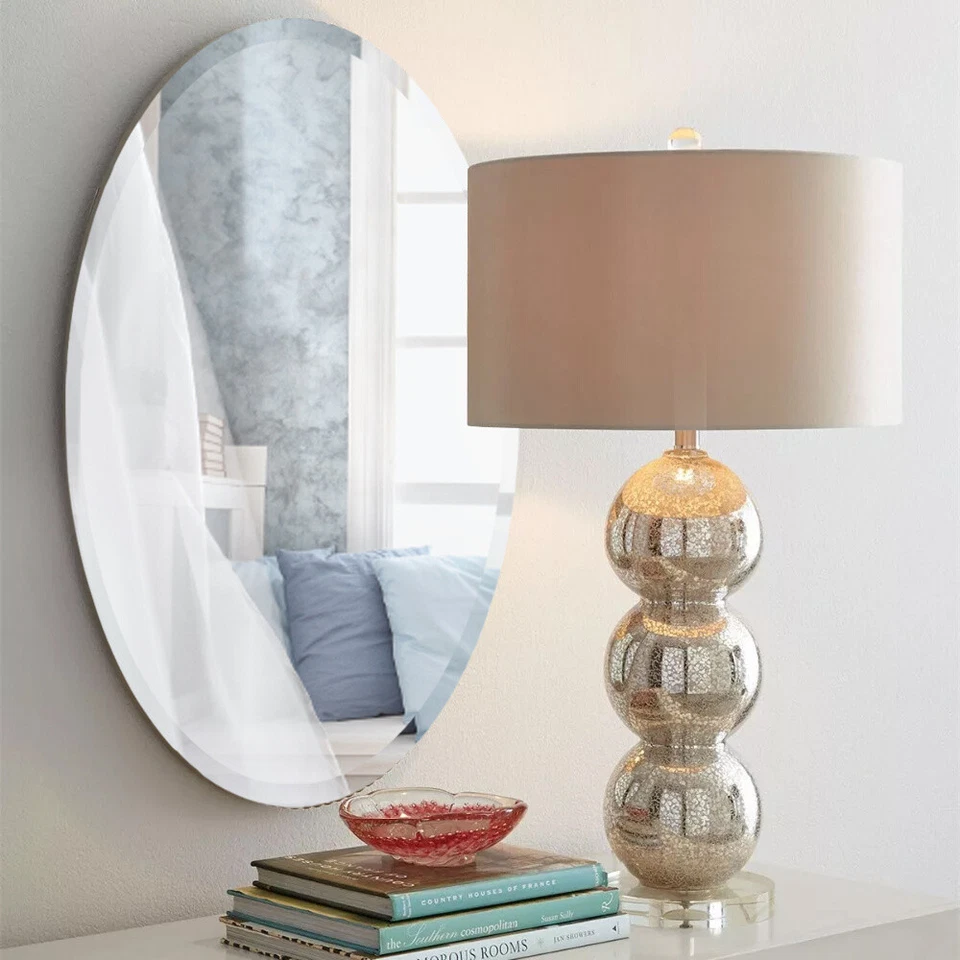 Bevelled Frameless Glass Bathroom Mirror Home Vanity Makeup Stick on Wall Mirror - Image 3 of 4