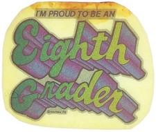 Original Vintage I  m Proud To Be An Eighth Grader Iron On Transfer Green Glitter