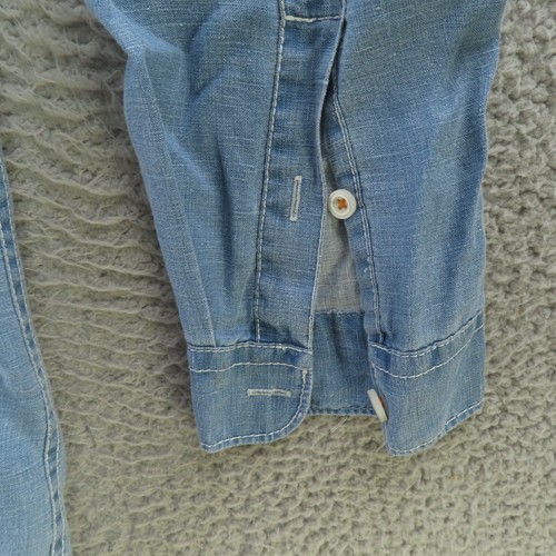 Tommy Bahama Shirt Mens Small Blue Solid Button Up Long Sleeve Linen - Picture 3 of 10