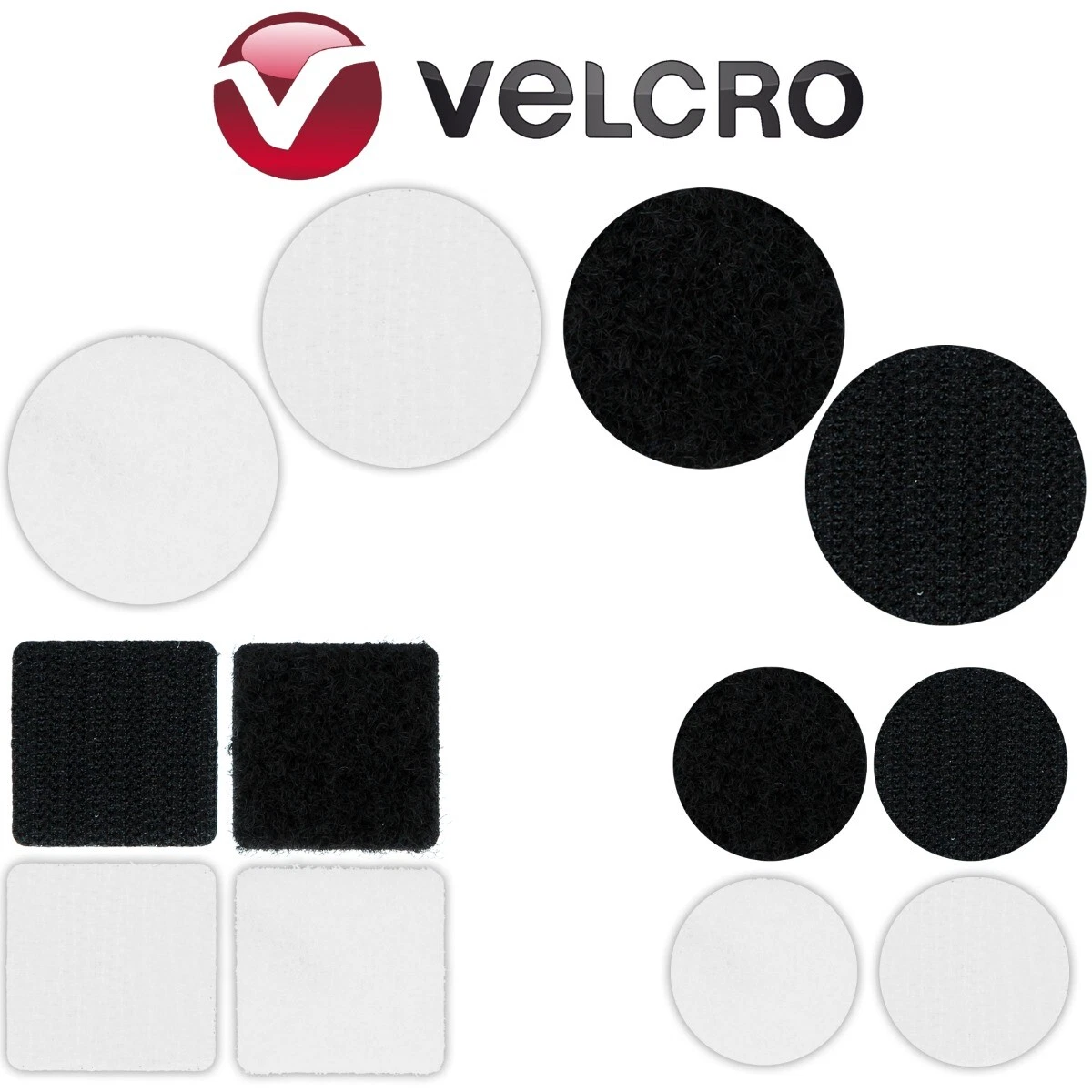 VELCRO SQUARES DOTS Adhesive Coins Hook Loop Mounting Hanging