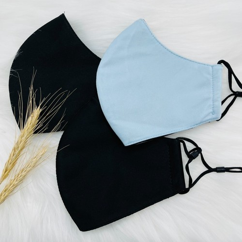 3 PACK😷Face Masks😷 SOLID Unisex Cotton Blend TRIPLE-Layer Washable -US SELLER - Picture 6 of 16