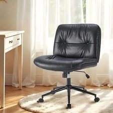 Criss Cross Fabric Chair with Wheels Home Office Chair Wide Armless Desk Chair