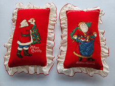 Vintage ruffled Merry Christmas Santa Clause tall pillows