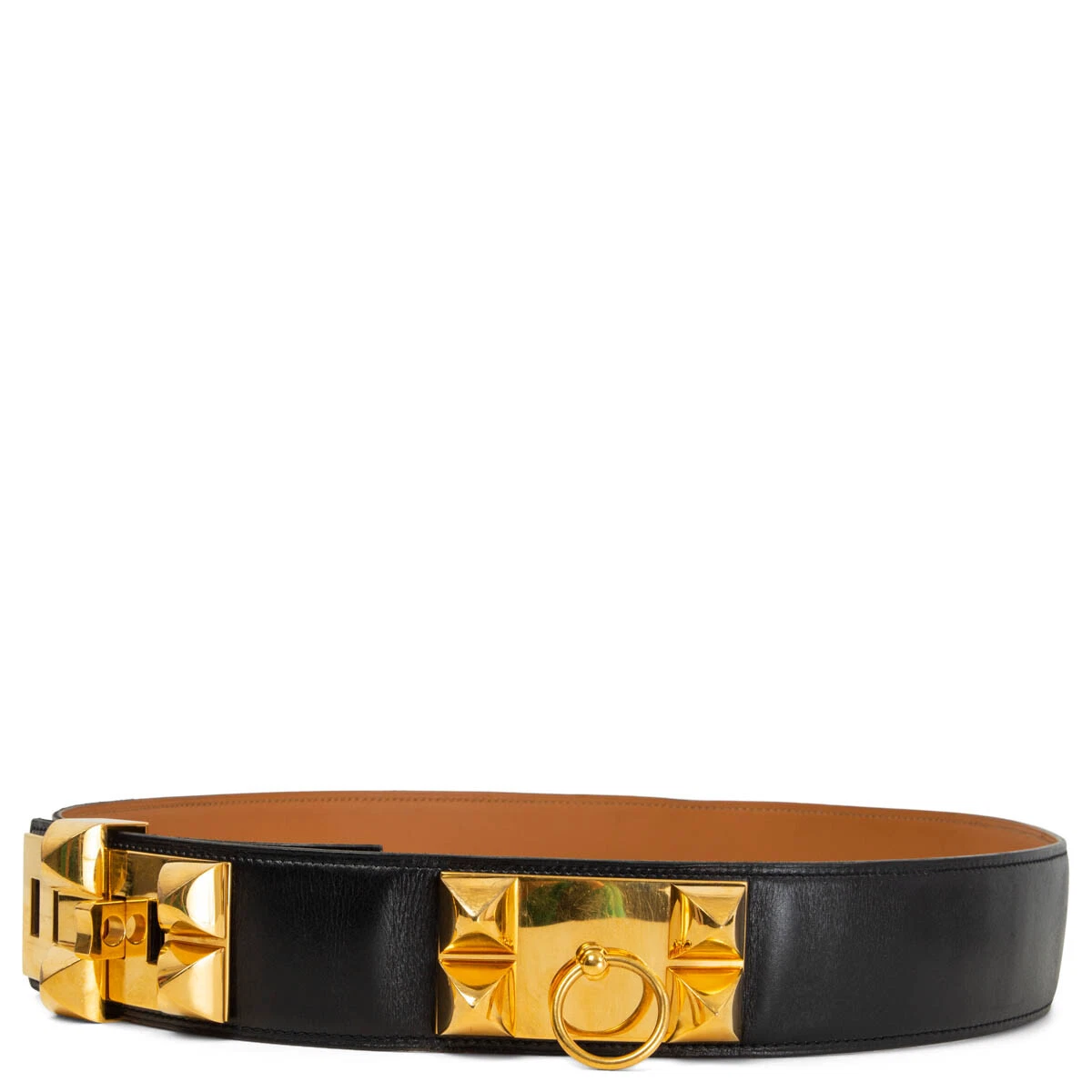 Hermes 90cm Black Box Calf Leather Collier De Chien Belt with