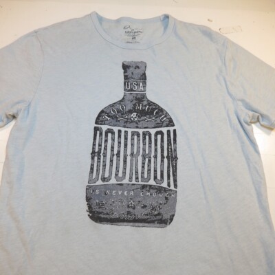 LUCKY BRAND JEANS TOO MUCH BOURBON IS NEVER ENOUGH DIVE BAR T SHIRT Mens M Blue