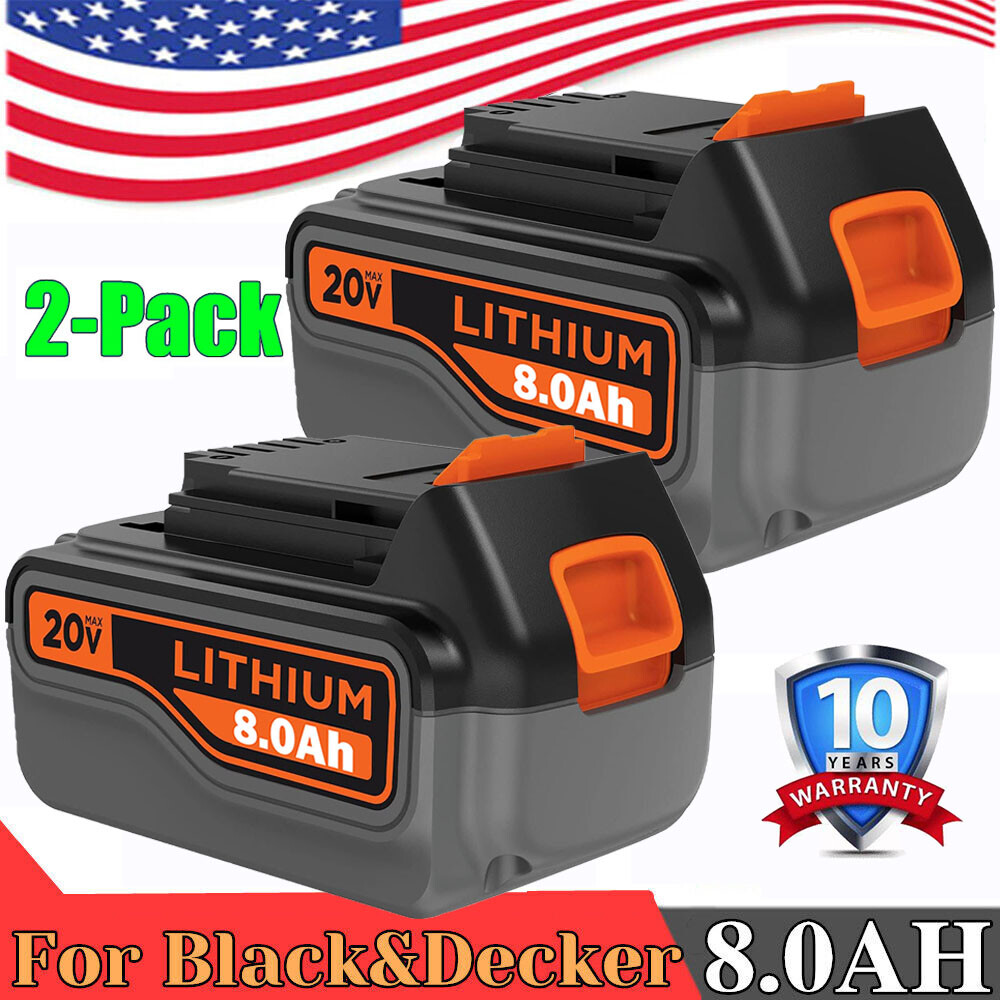 Dual 20V MAX 8.0Ah Batteries for Black+Decker LBXR20 LB2X4020 Tools  