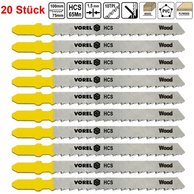 MARKENARTIKEL 20x HCS Stichsägeblätter Holz PVC Stichsägeblatt T-Schaft 100mm 10TPI Sägeblatt