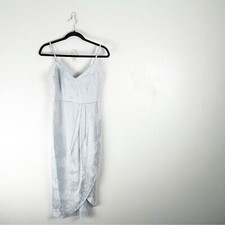 LULUS Truly Exquisite Light Blue Jacquard Tulip Spaghetti Strap Midi Dress Small