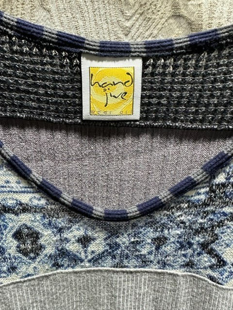 Women's Hand Jive Patchwork Grey Multi Color Top … - image 3