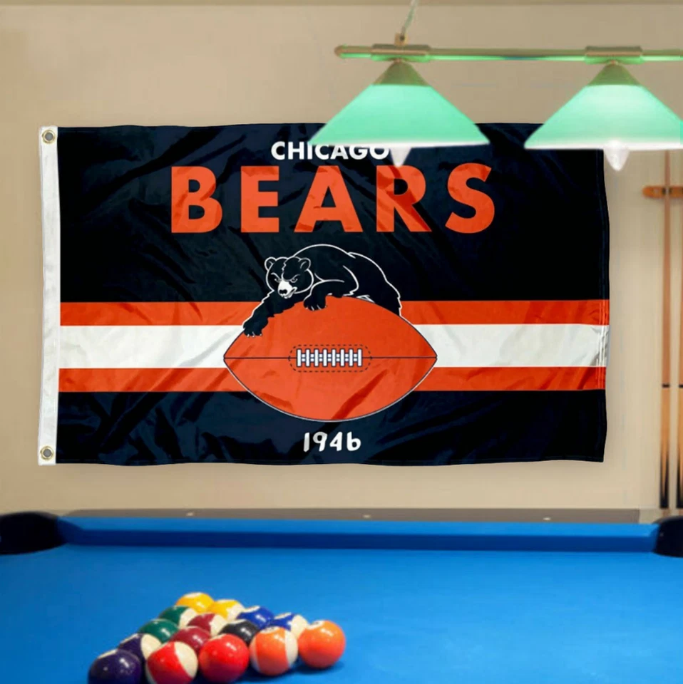 Bandeira Chicago Bears 3x5 bandeira homem caverna bandeira 3 x 5 1946 nova EUA Da Bears C retrô - Imagem 3 de 4