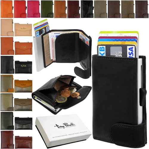 TONY PEROTTI Leather Aluminum Women Men Wallet Coin Pocket Credit Card Holder