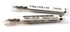 Tapered Carbide End Mills 3/32" 3FL 2° 1/4" x 3/4" x 2-1/2" (2 Pcs)