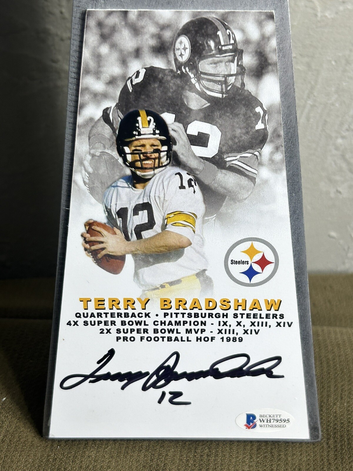 Terry Bradshaw Autographed Signed Pittsburgh Steelers AUTO LOMBARDI STYLE TROPHY STEELERS BECKETT 