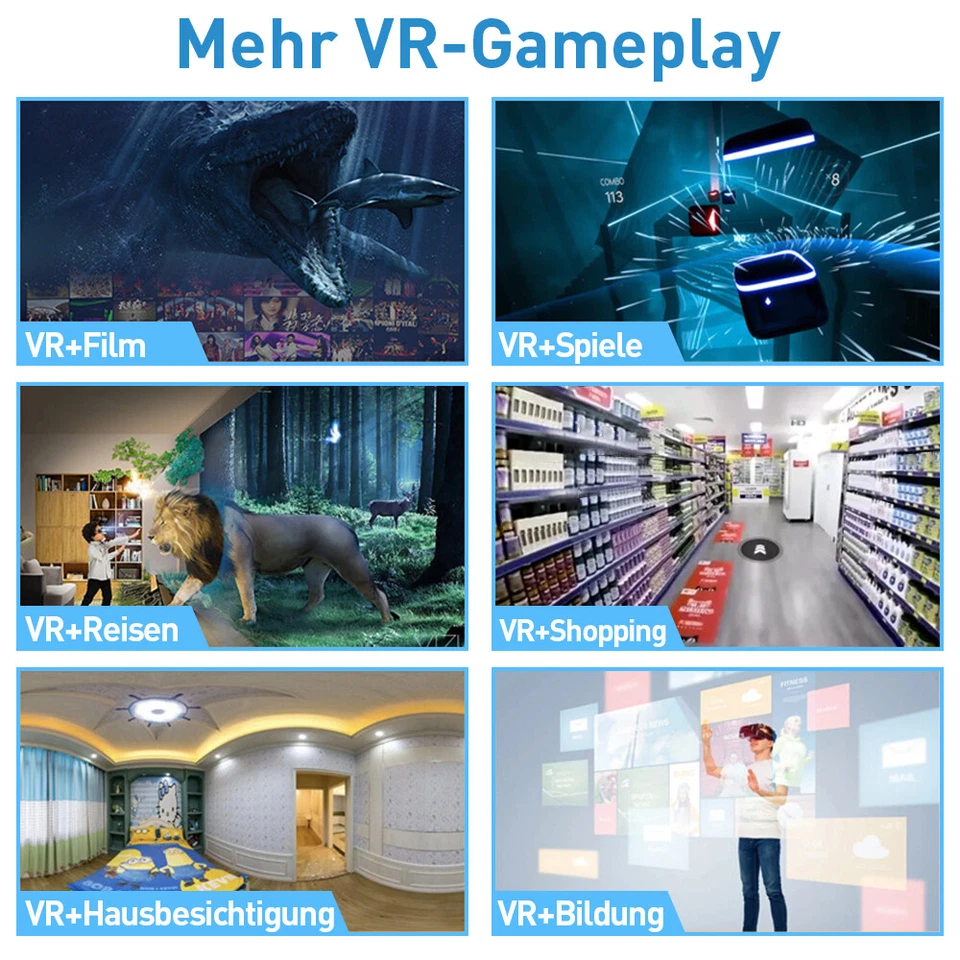 VR Brille Virtual Reality Headset 3D 120° für Smartphones Handy für Alle Handys - Bild 2 von 4