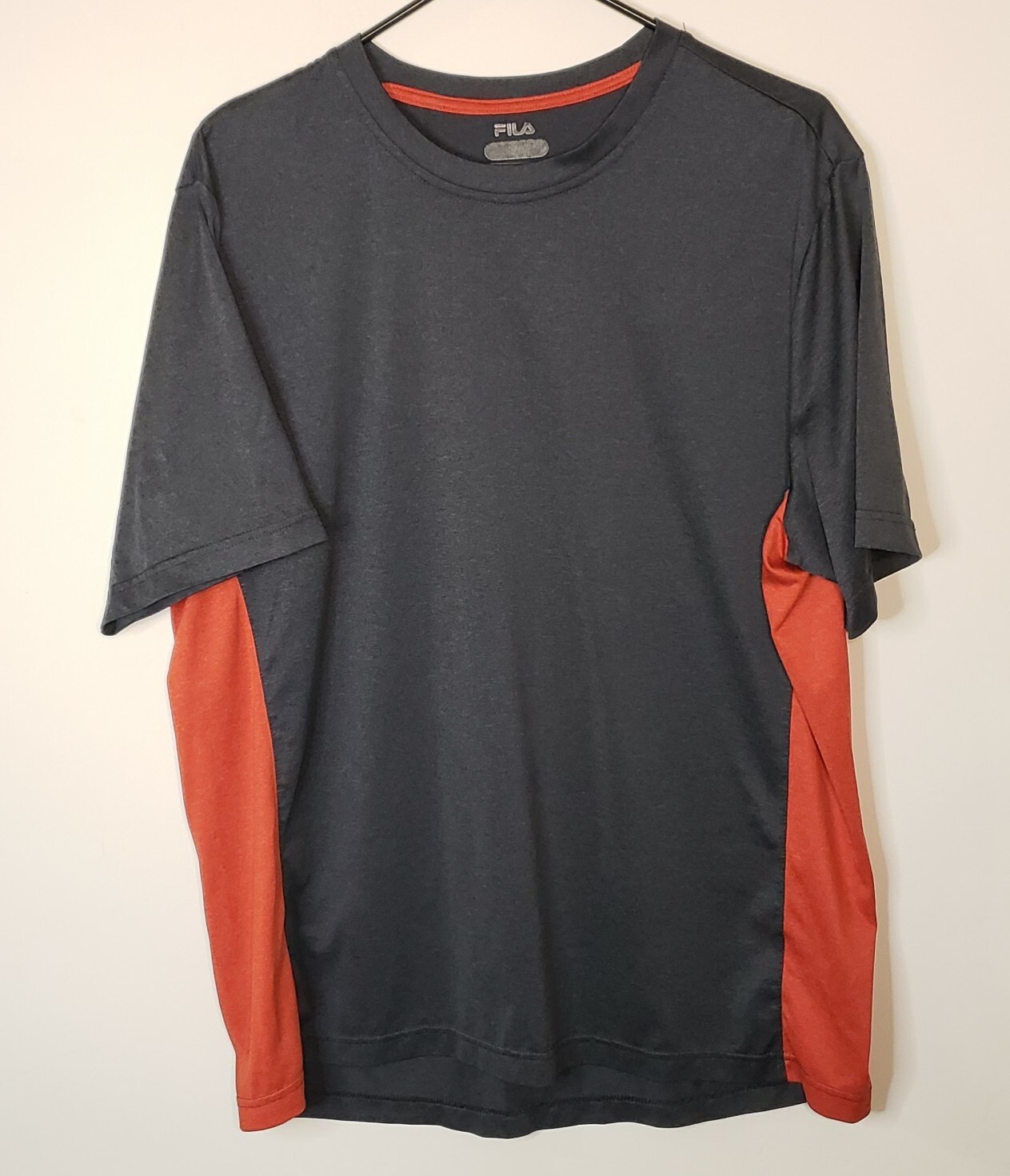 Camicia Fila poliestere spandex manica corta abbigliamento attivo uomo XL grigio scuro rosso 0295