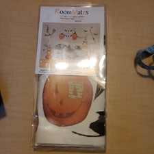 HALLOWEEN PUMPKINS wall stickers 38 decals black cat witch hat broom bat spider