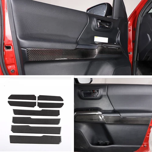 Tira de moldura de puerta interior de fibra de carbono para Toyota Tacoma 2016-2023 - Imagen 3 de 8