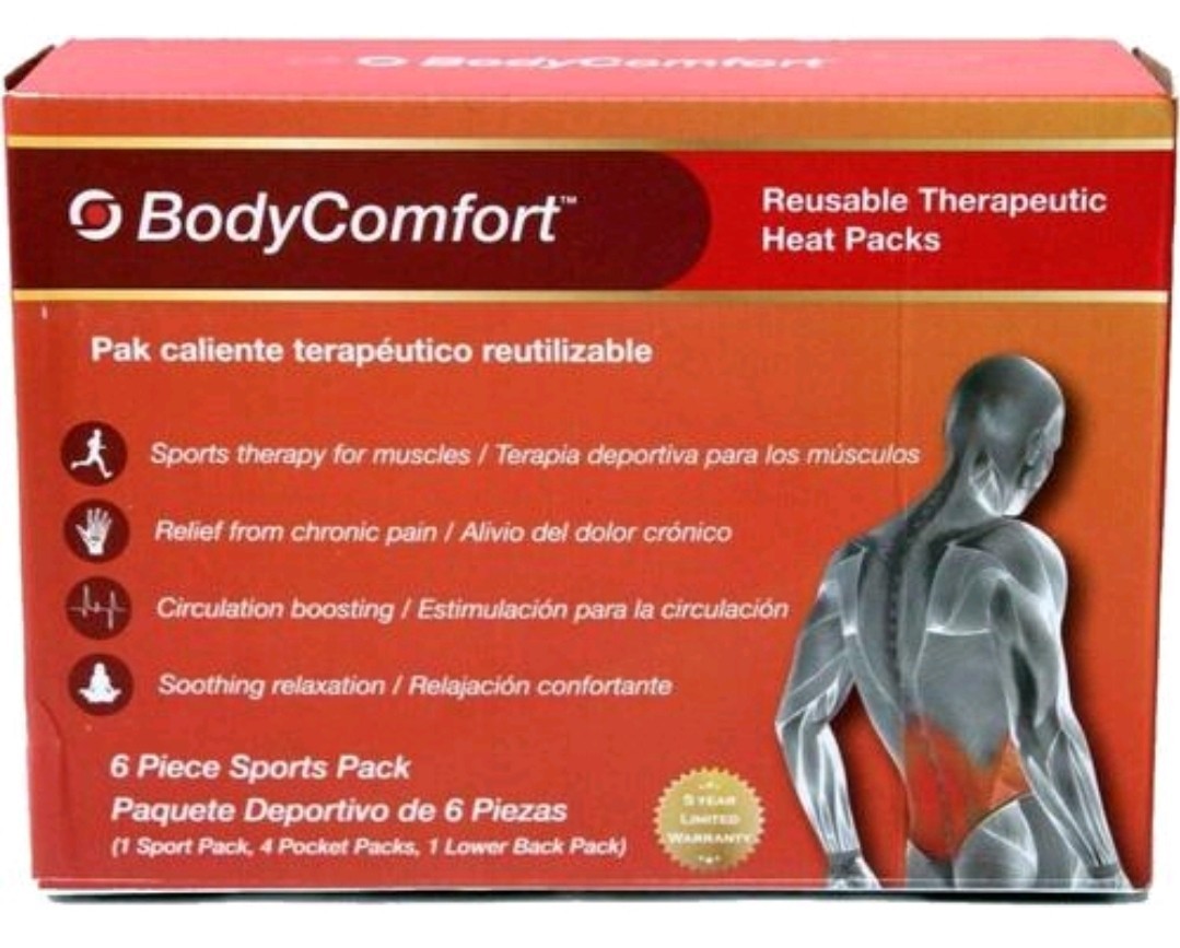 Body Comfort Reusable Therapeutic Heat Packs, 6-Piece Sports Pack NIB
