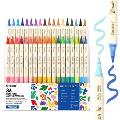 Grabie 72 Colors Acrylic Paint Markers, Soft Brush Tip Acrylic Markers Set, W...