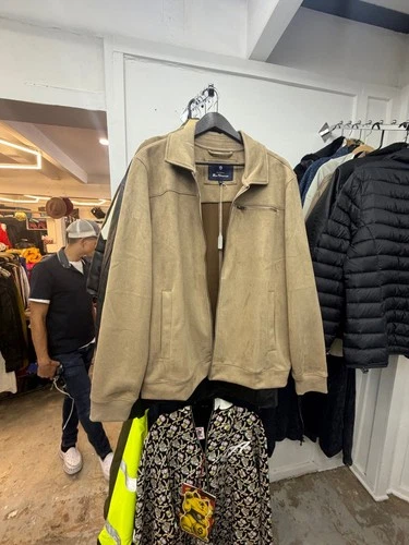Ben Sherman Tan Suede-Look Zip Jacket Harrington - product listing photo