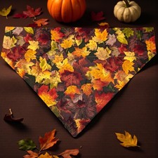 Fall Dog Bandana Leaves OVER the COLLAR Bandanas Slide on Scarf Autumn Bandanna