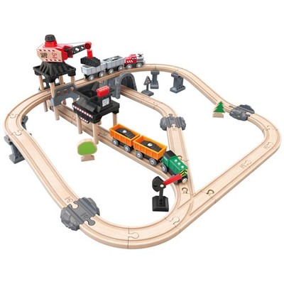 Hape Crane and Cargo Train Set 19.69'' Large x W x 15.16'' H, Multicolor 