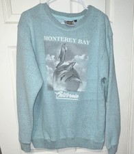 VTG Coconut Creek Trading Monterey Bay Dolphin Graphic Sweatshirt Light Blue L