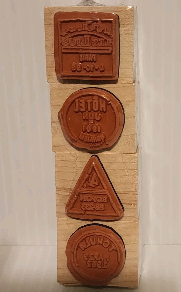 Inkadinkado Rubber Stamps Dawn Houser Vintage Postmark Set Paris Ropon Craft New - Image 4 of 4