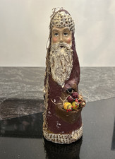 Vintage 90s Primitive Folk Art Santa Claus Christmas Collectible Resin 11.5"