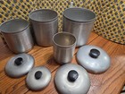 VTG 4 PC 1950s Spun Aluminum MCM Kitchen Canister Set Flour Sugar Coffee Tea — photo 6