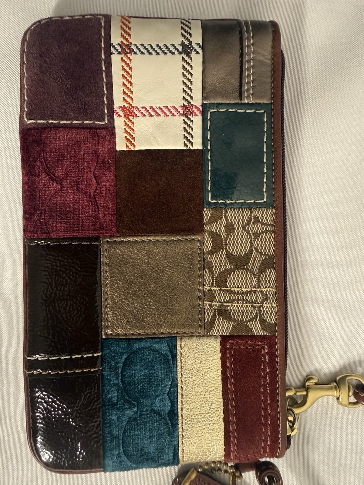 Coach Patchwork Wristlet Multicolor Leather Suede… - image 3