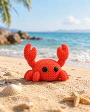 3D Printed Knitted Crab Figurine Red