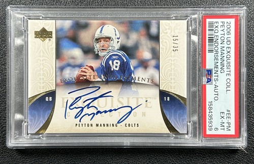 PEYTON MANNING PSA 6 2006 UPPER DECK EXQUISITE COLL ENDORSEMENTS AUTO 15/35