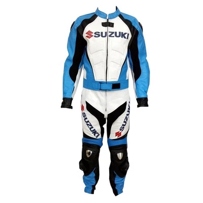 Suzuki combinaison moto cuir homme tenue sport armure protection renforcée CE - Photo 1/4
