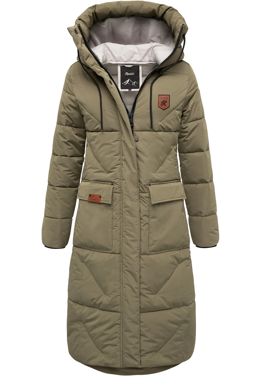 Damen Gefütterte Dicke Winter Jacke Mantel Parka mit Kapuze RJ-8037