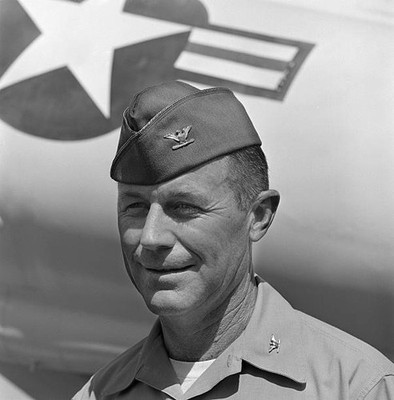 Col Charles E Yeager at Edwards Air Force Base California on THE T- Old Photo