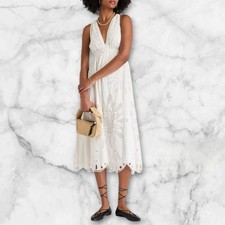 🌼 Farm Rio | Embroidered Strapless Midi Dress |  Off-White | Size M