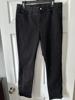 Cache Jeans Womens 12 Skinny Ankle Black Rhinestone Embellished Stretch