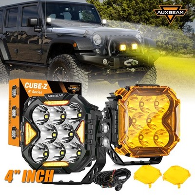 AUXBEAM 2X 4'' LED Work Light Spot Pods Turn Signal DRL For 09-18 Dodge Ram 1500