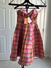 ISAAC MIZRAHI for Target - Size XS X-SMALL - Silk Plaid Dress with Pockets NWT