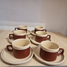  Hornsea Keramik "Zimt" Tassen & Untertassen 6er Set - Vintage Retro MCM - England