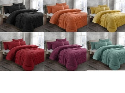 Flauschiges Teddy Fleece Bettbezug Set super weich, kuschelig & warm mit Kissenbezügen