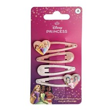 Disney Princess Glittered Hair Snap Clips for Girls, 2 Inch Metal Non-Slip Clips