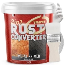 2-in-1 Rust Conveter Automotive, 35 oz Gloss Black Rust Conversion Paint for ...