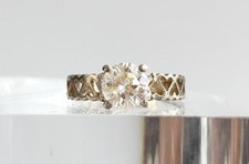 Heart Shank Solitaire CZ Gemstone Love 925 Sterling Silver Vintage Ring - sz 6