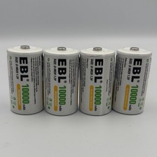 EBL D Cell Rechargeable Batteries LOT OF 4 10000 mAh HR20 1.2V Working