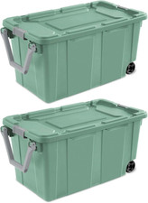 2 Pack 40 Gallon Plastic Storage Totes Green ...