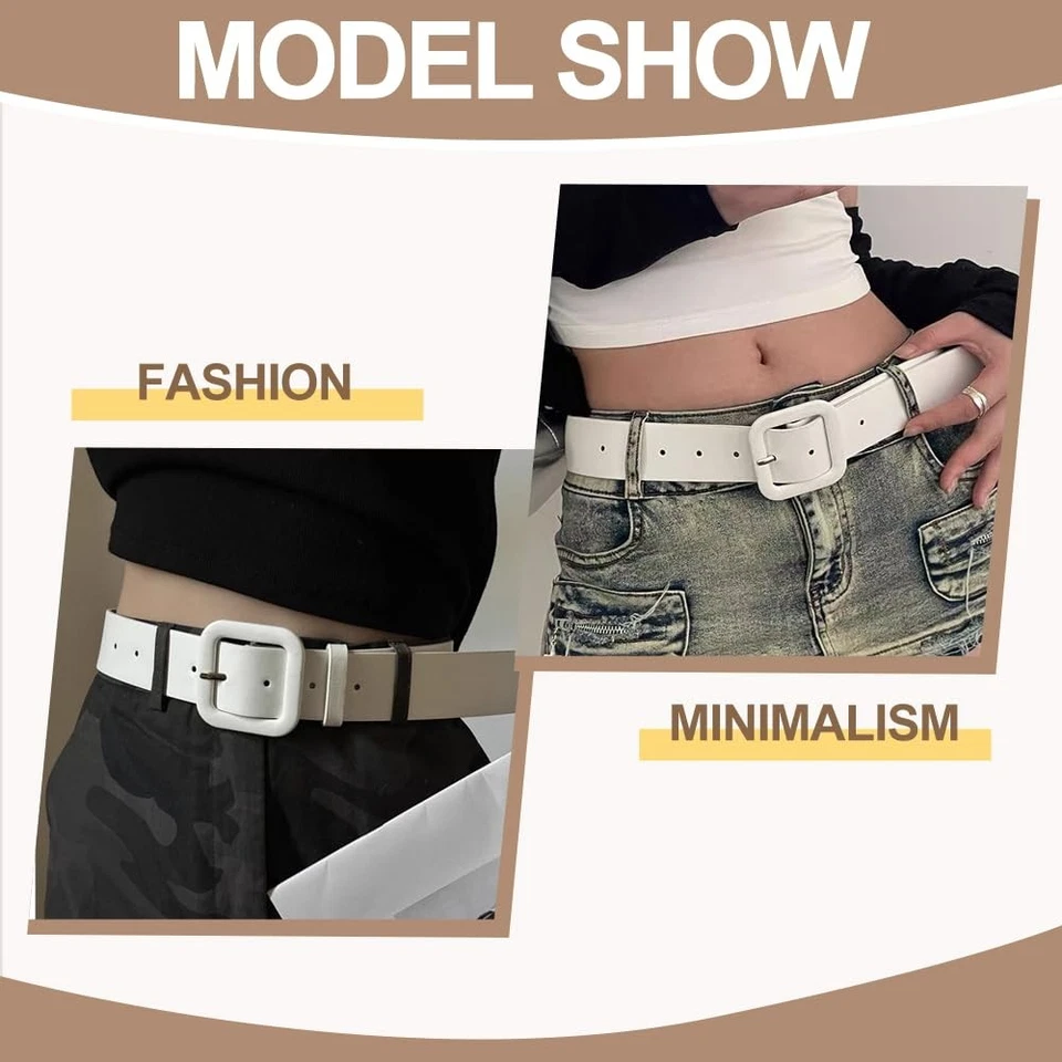 Ceinture Femme Cuir Élégante Large Boucle pour Tenues Décontractées et Formelles - Photo 4/4