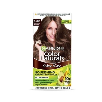 GARNIER Color Naturals Shade 5.32 Caramel Brown 100% coverage in 30mins 70ml+60g