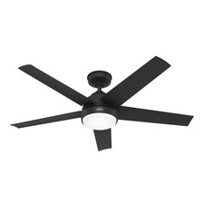 Hunter Fan 52 inch Matte Black Outdoor Ceiling Fan with Light and 5 Blades
